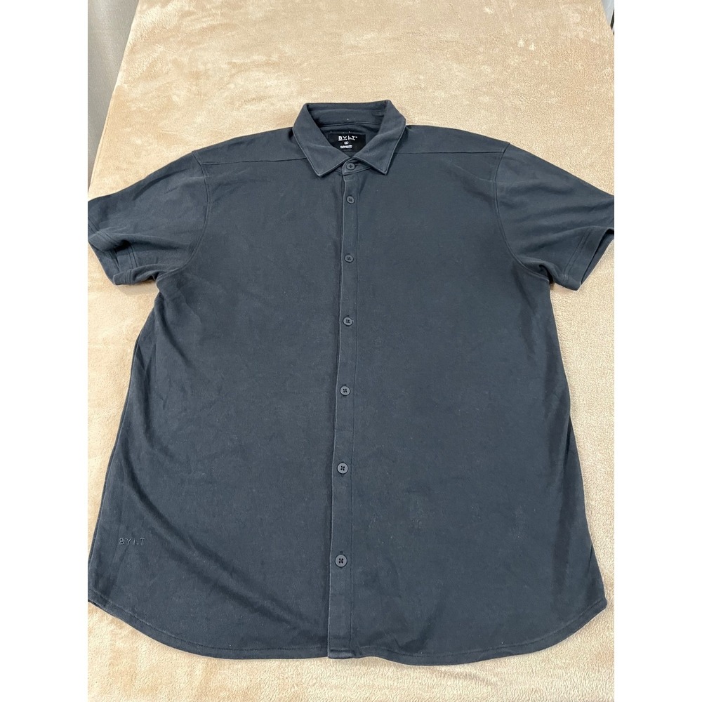 BYLT Premium Basics Shirt Men's XL Black Cotton Polyester Button-Up S/S EUC